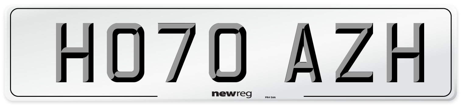 HO70 AZH Number Plate from New Reg